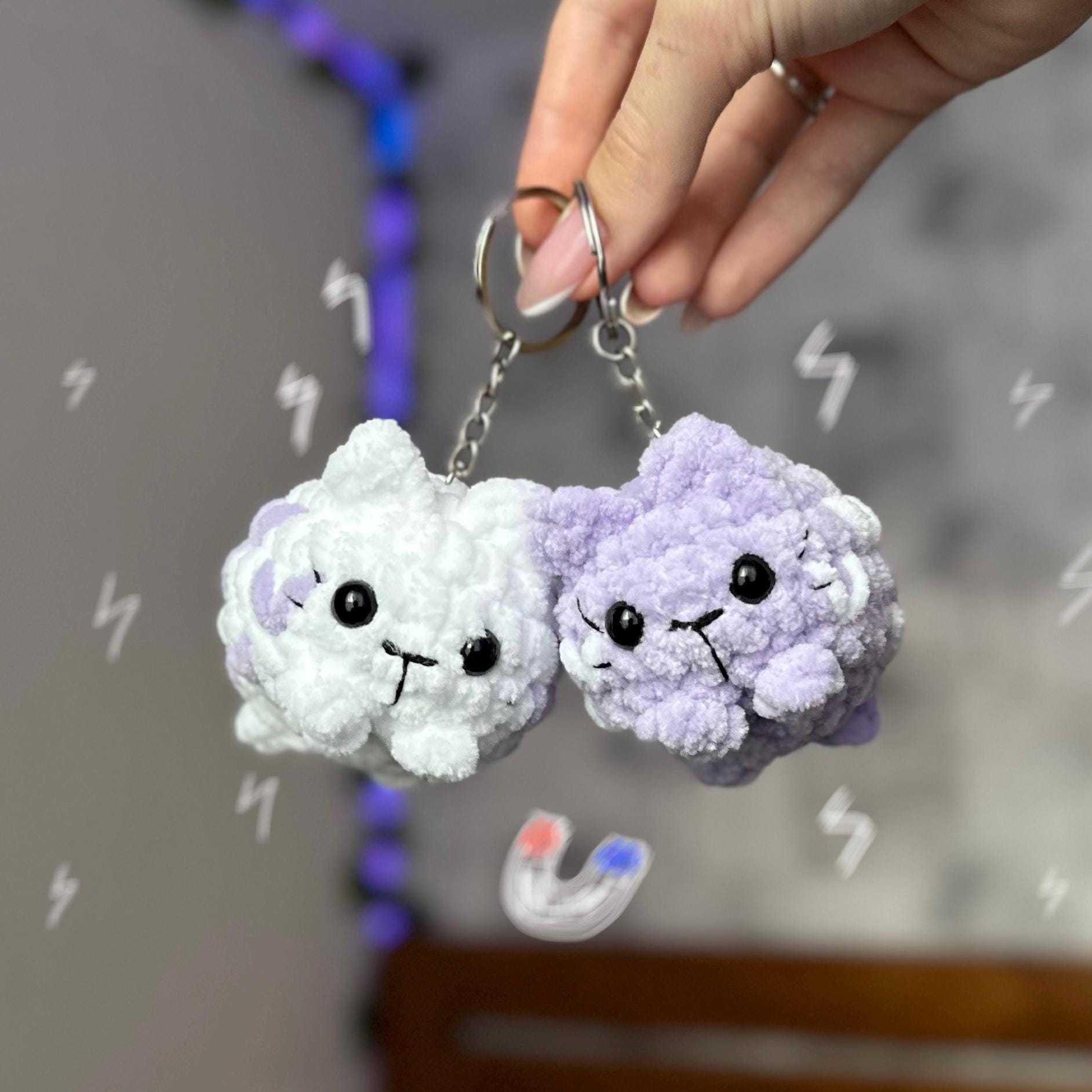 Custom kissing Cats - keychain set