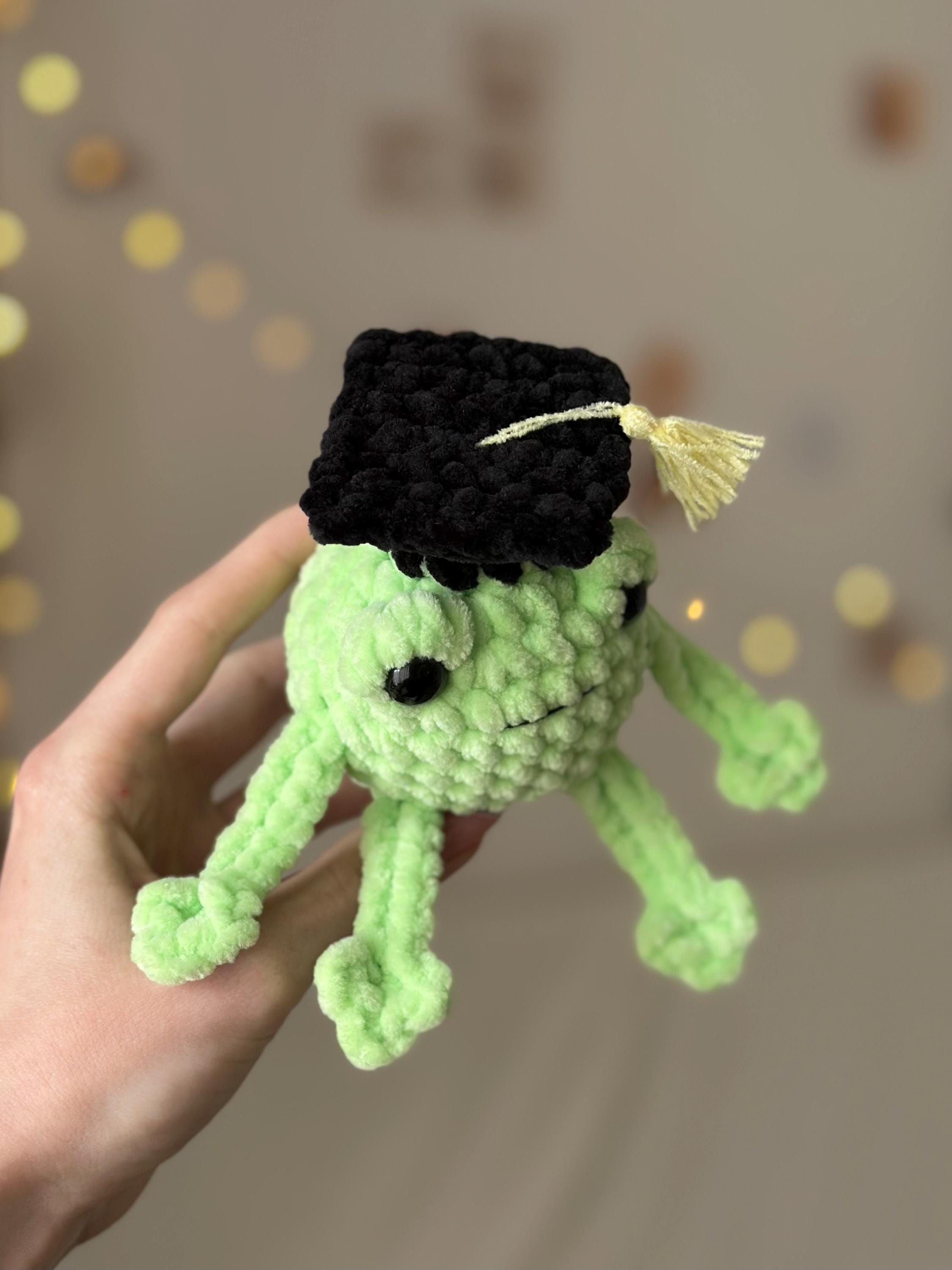Crochet Graduation Frog Plushie – Handmade Class of 2025 Gift