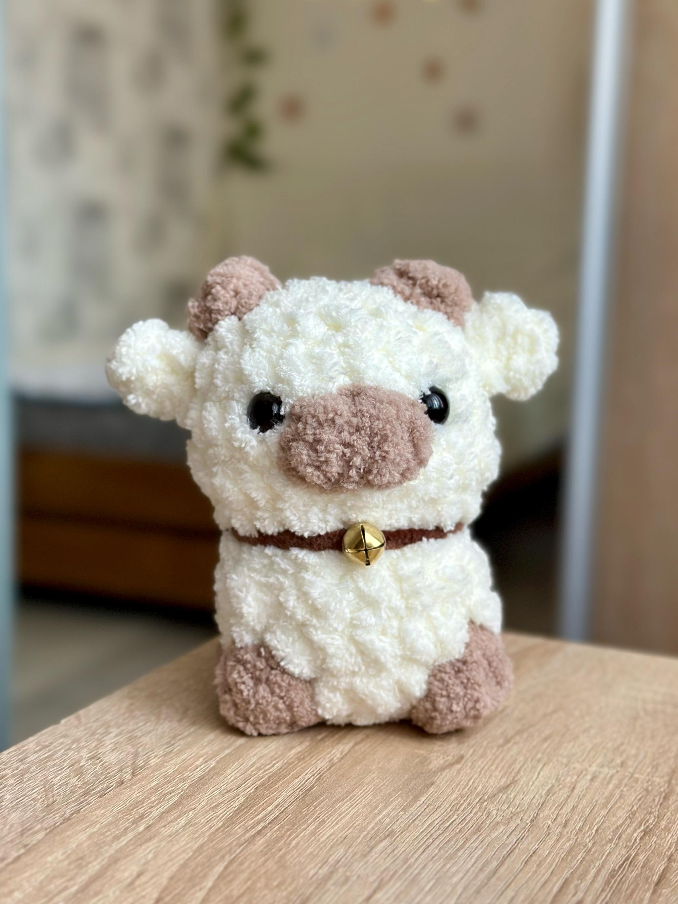 Fluffy Beige and Brown Cow