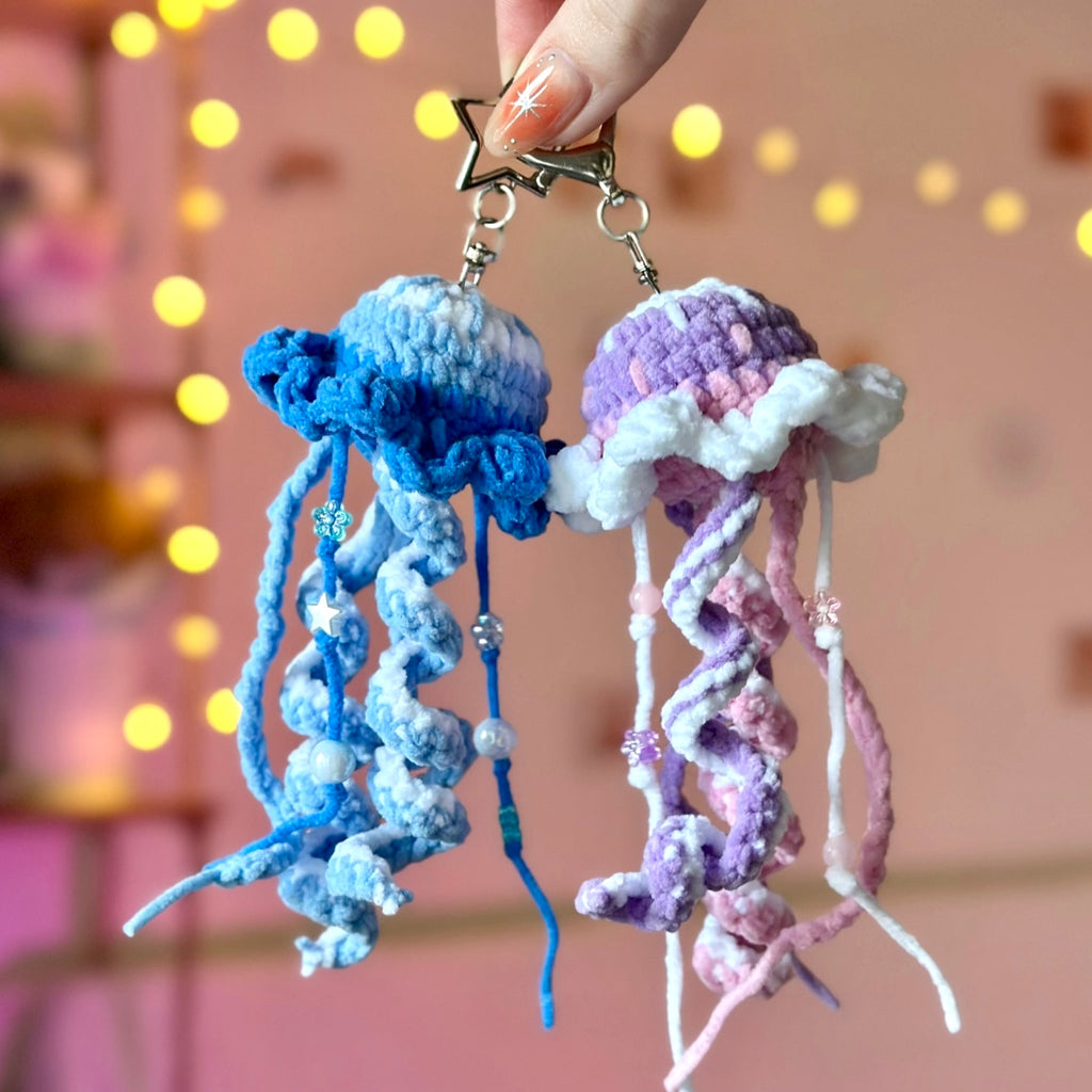 Jellyfish crochet keychain