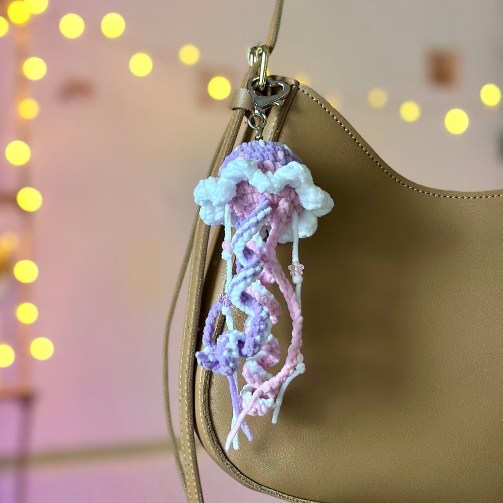Jellyfish crochet keychain