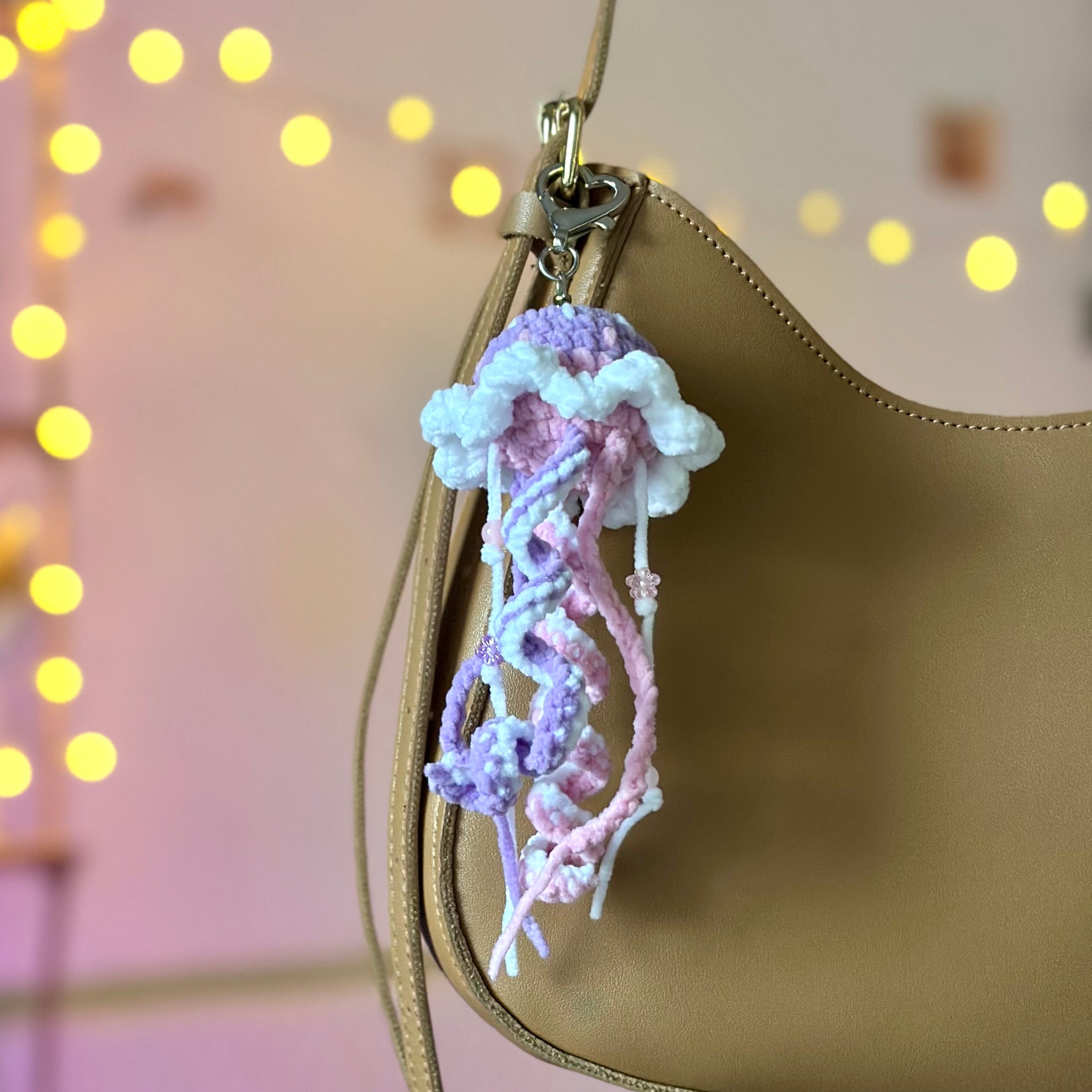 Jellyfish crochet keychain