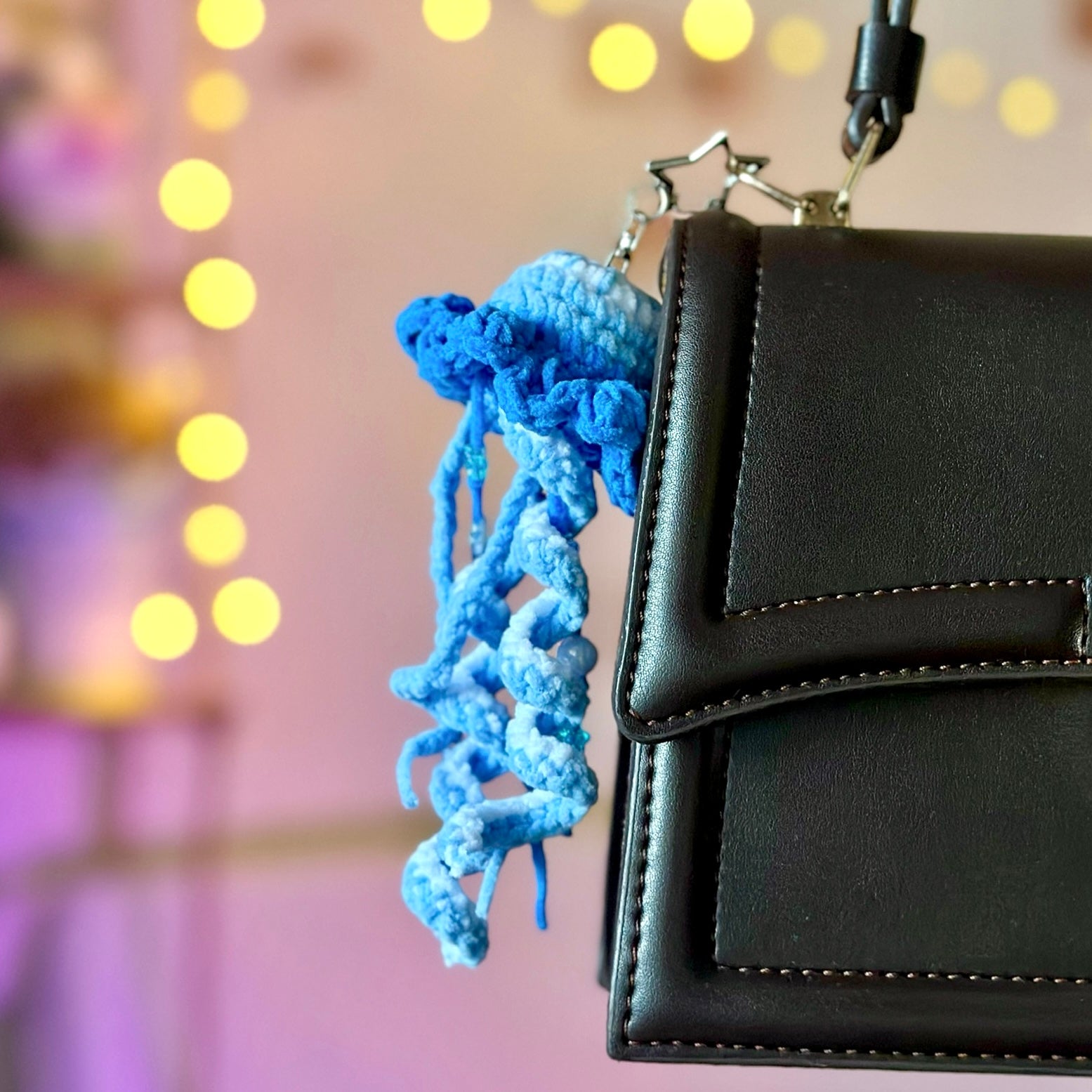 Jellyfish crochet keychain