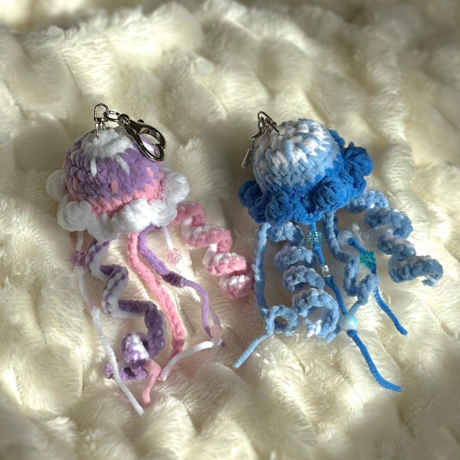 Jellyfish crochet keychain