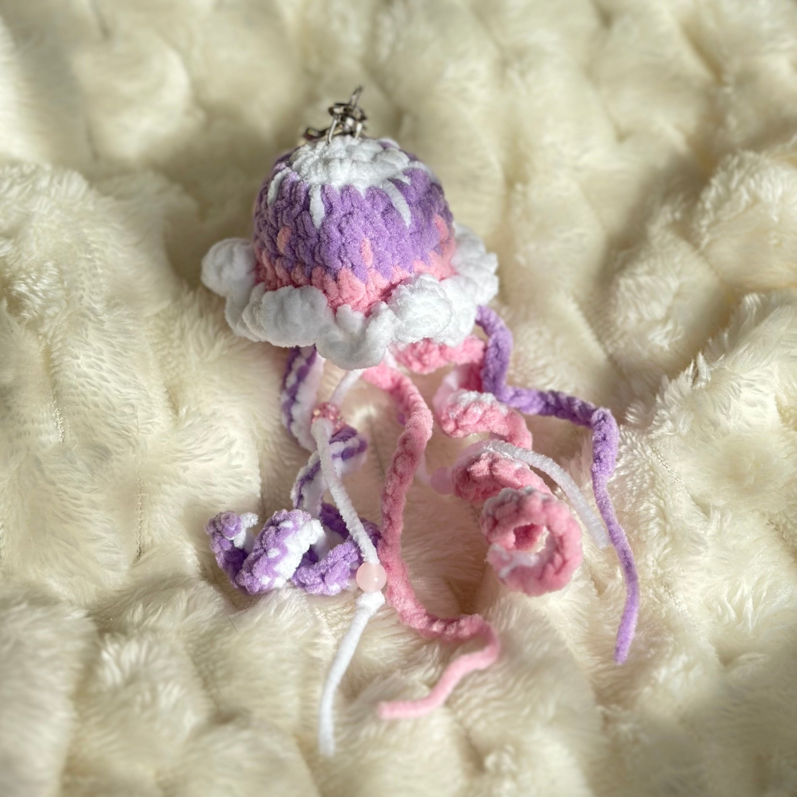 Jellyfish crochet keychain